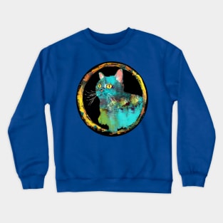 What do you mean? Artsy Blue Cat Crewneck Sweatshirt